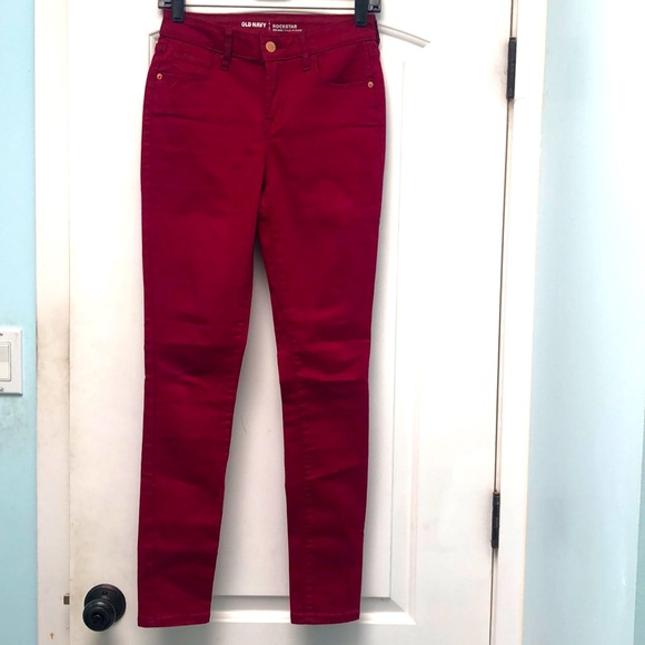 Old Navy burgundy Rockstar jeans sz 2 - Picture 1 of 8